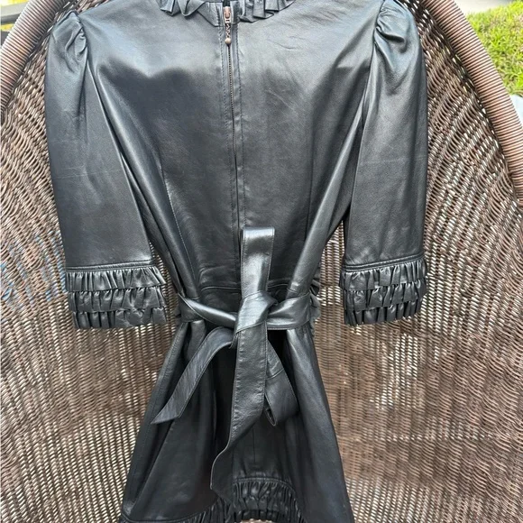 VAMPIRE’S WIFE butter soft black leather Mini Dress- worn on redcarpet/premiere - Picture 2 of 5